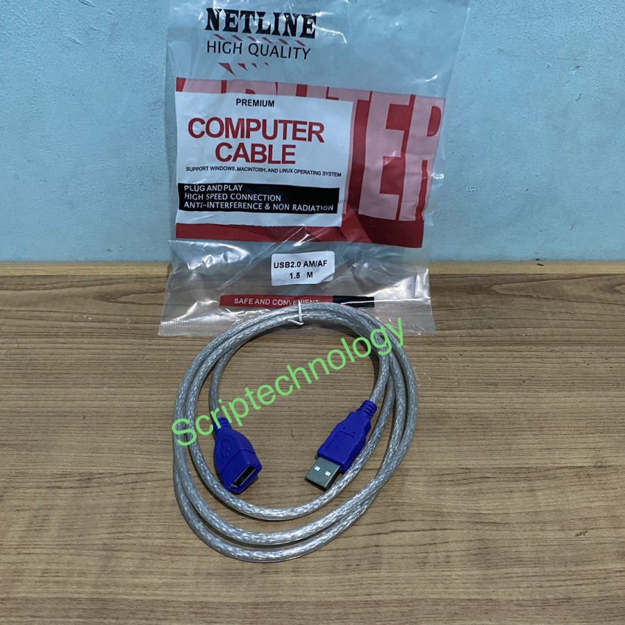 kabel USB 2.0 Extension 1.5M cable Perpanjangan 1.5 Meter Netline