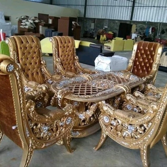 Meja makan ukir raffi ahmad 6 kursi