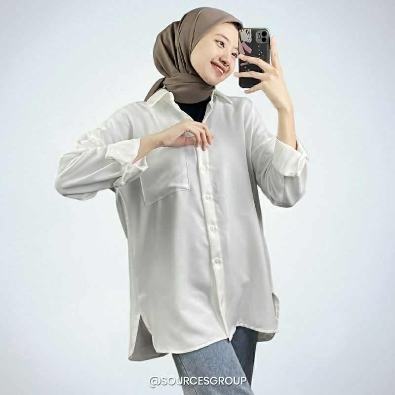 Kemeja Linen Wanita Olivia Shirt Oversize Blouse Atasan Wanita Ld 110