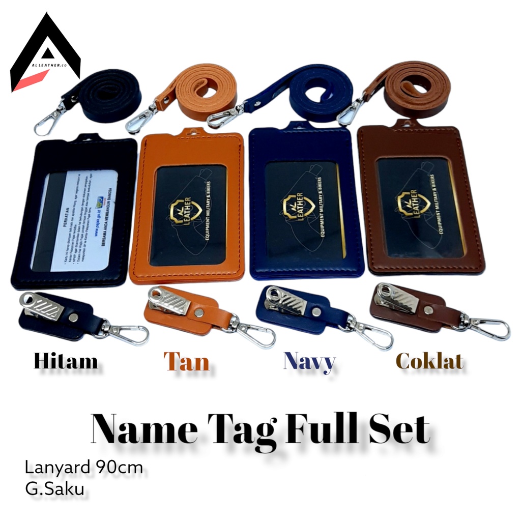 

Name Tag Dompet Kartu Lanyard by AL Leather Kulit Sintetis Gantungan Saku (Satuan)