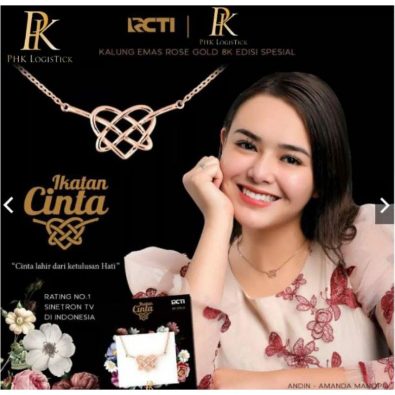 Kalung &amp;Gelang premium TITANUM ikatan Cinta edisi Tiga Warna gold,rosegold &amp; Silver Harga MH(COD)