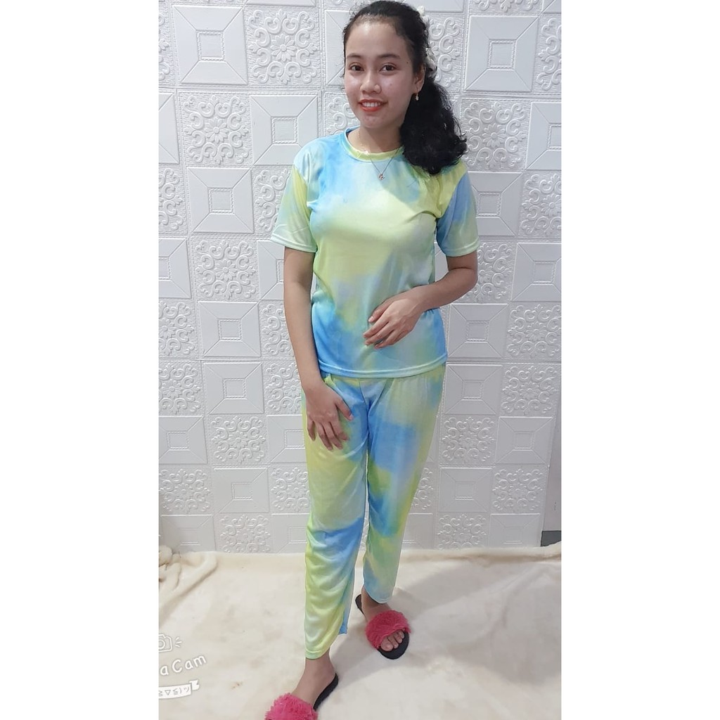 Rillo - Set Setelan CP  Wanita Tie Dye / Cotton Candy bordir Fit XL