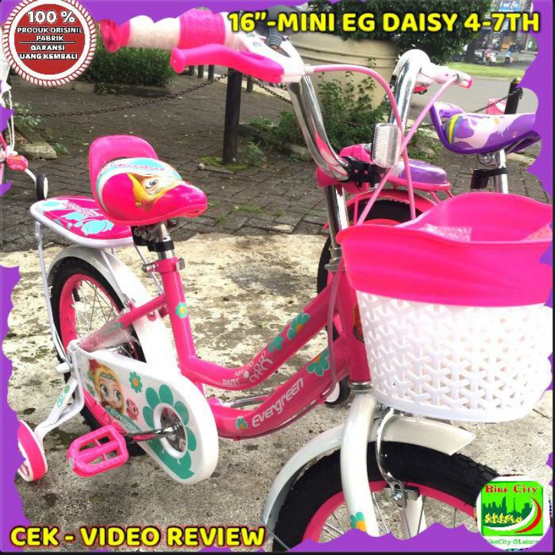 sepeda 16 inci anak cewek perempuan wanita  mini evergreen daisy  4-7 tahun murah berkualitas