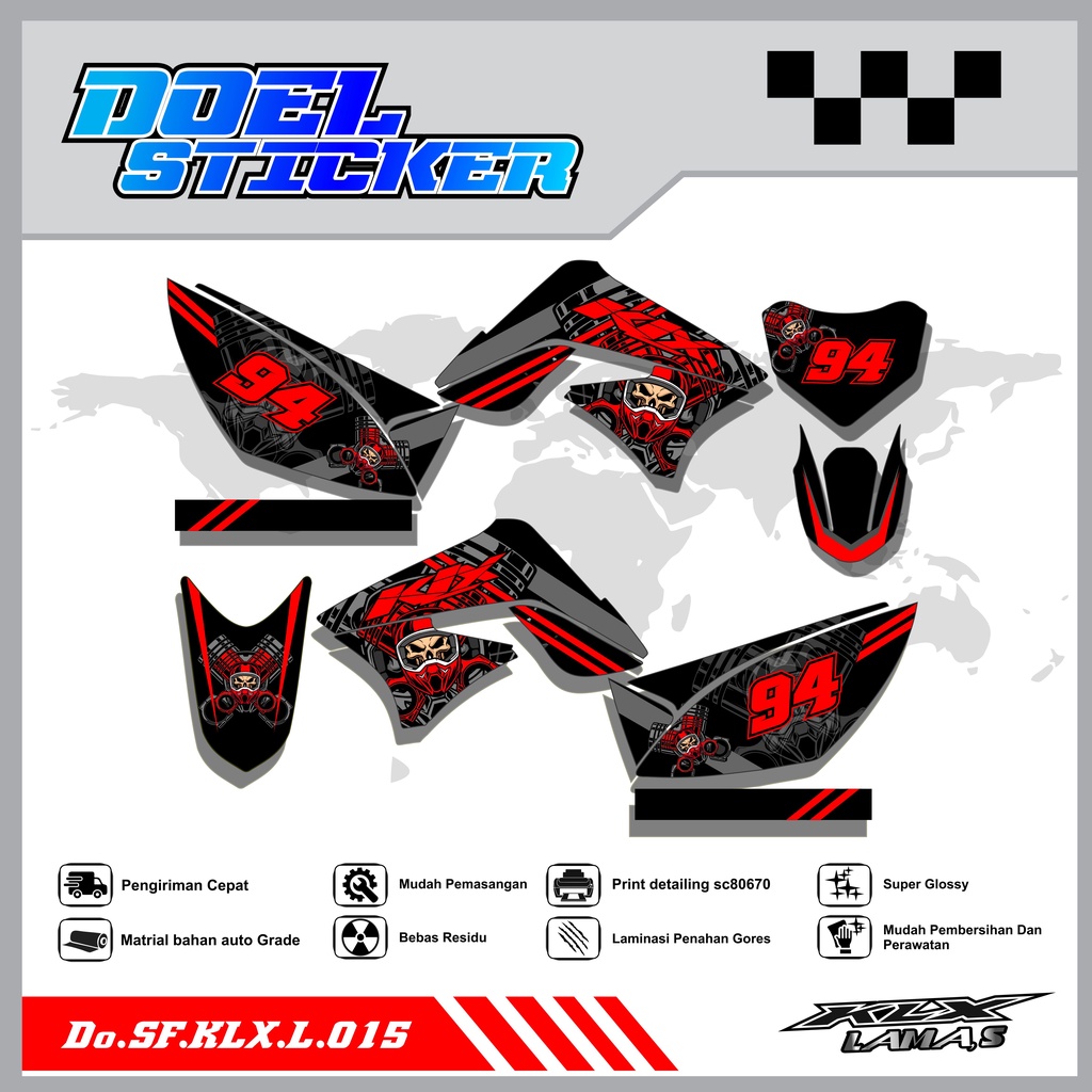 Sticker Striping Honda KLX L , S Lama List Variasi Hologram , Crome Doel 015