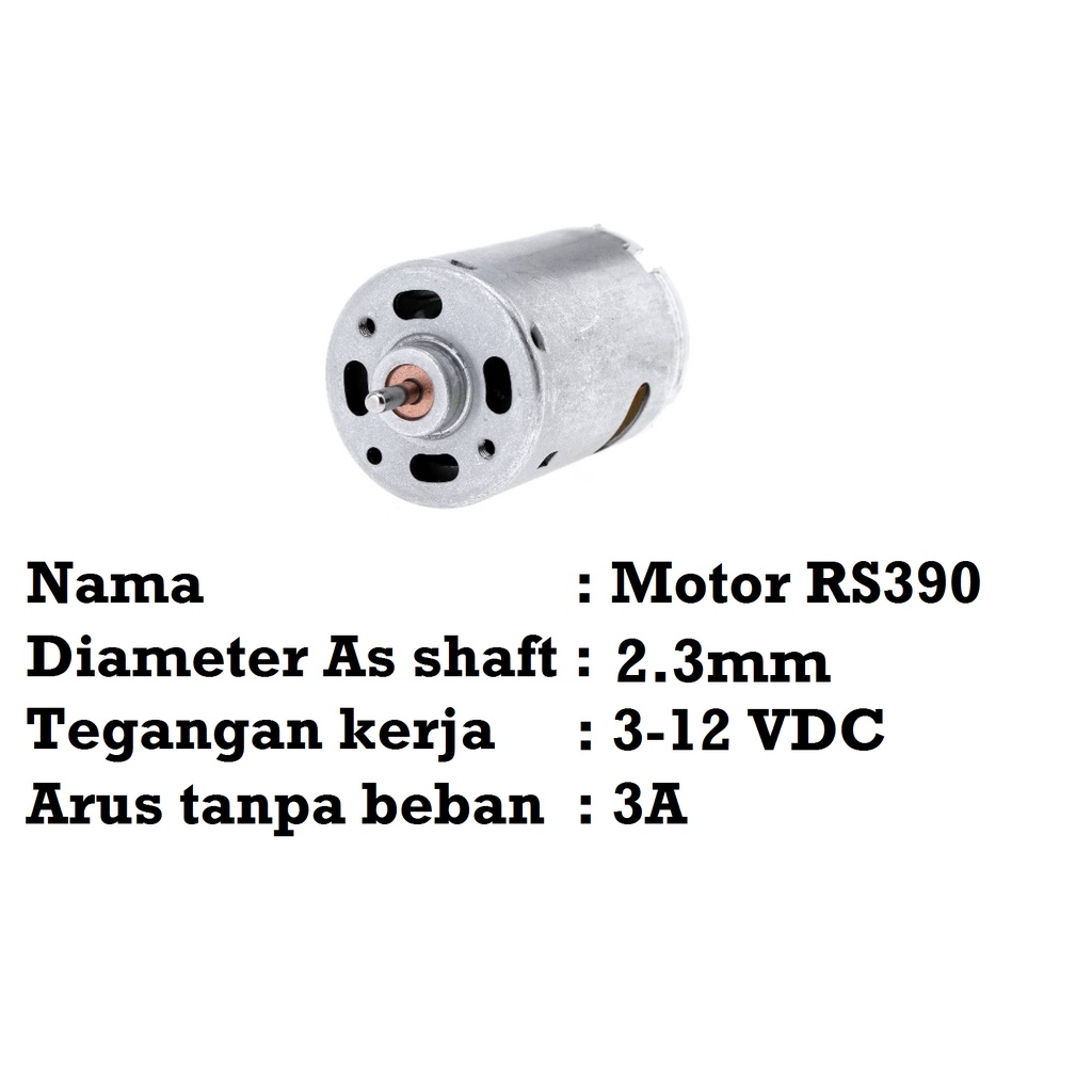 [HAEBOT] Dinamo Motor DC RS390 2.3mm 12V RS 390 Mini Bor Car Kecil Model Mainan DIY Kuat High Speed Power Mikro Brush