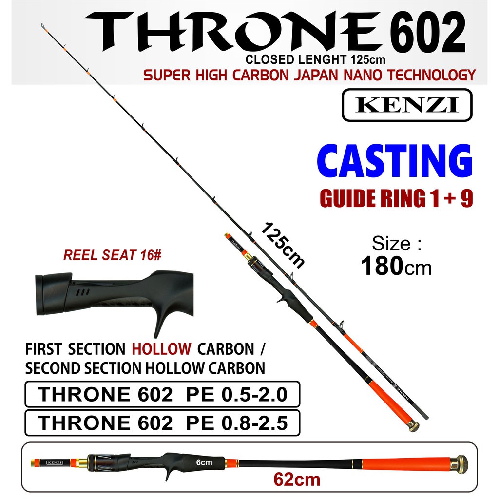 Rod BC (BAITCASTING) / OH (OVERHEAD) KENZI THRONE CAST 180cm