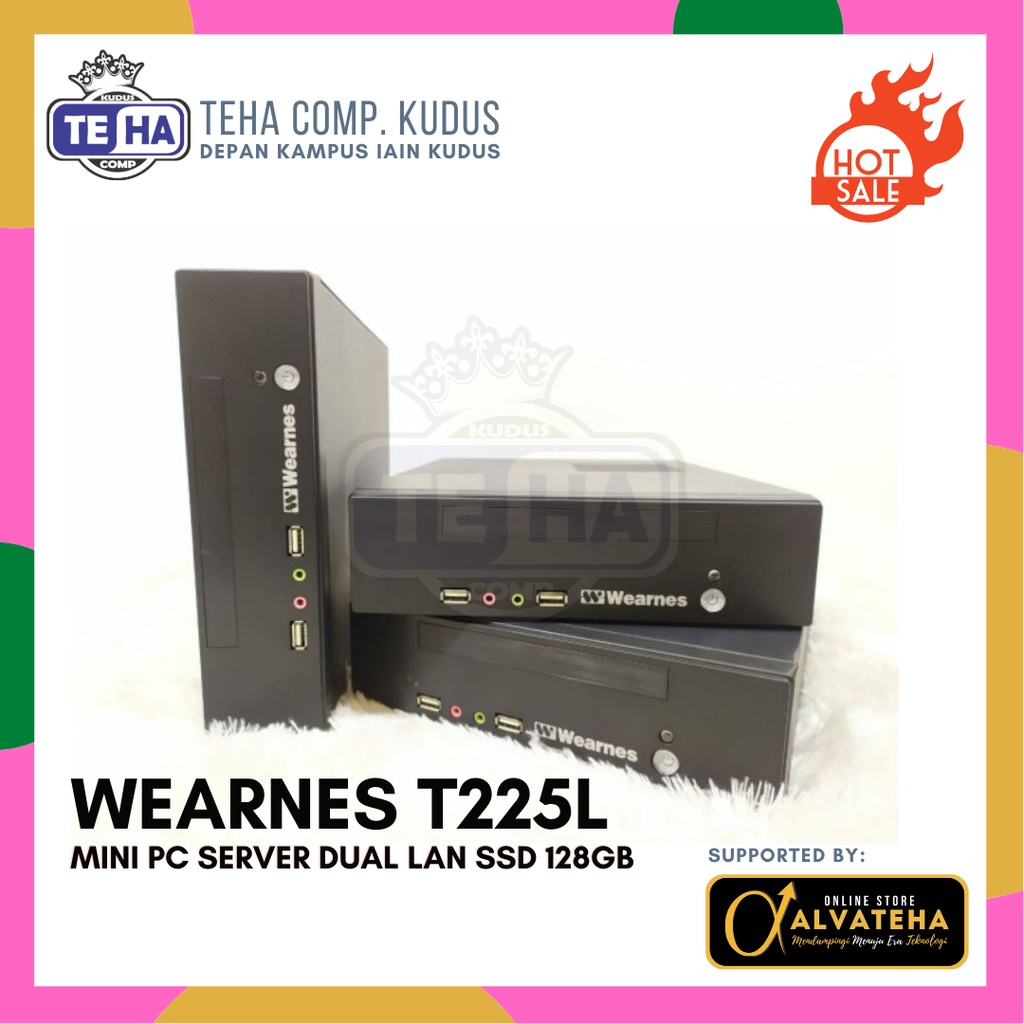 CPU Mini PC Komputer Server Wearnes Dual LAN 4GB SSD 128GB VGA HDMI