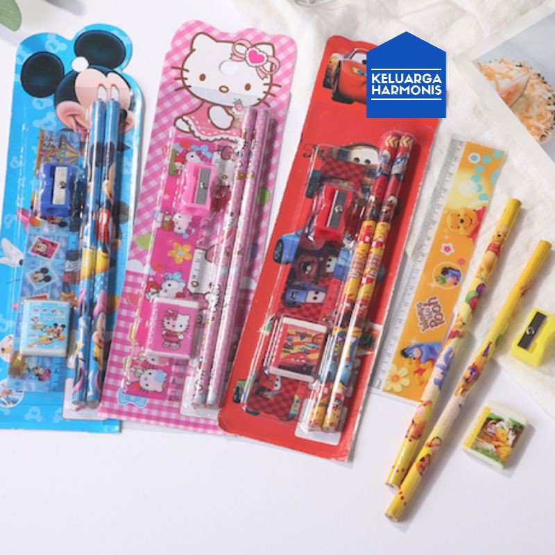 Stationery Alat Tulis Set 5 In 1 Karakter Kartun