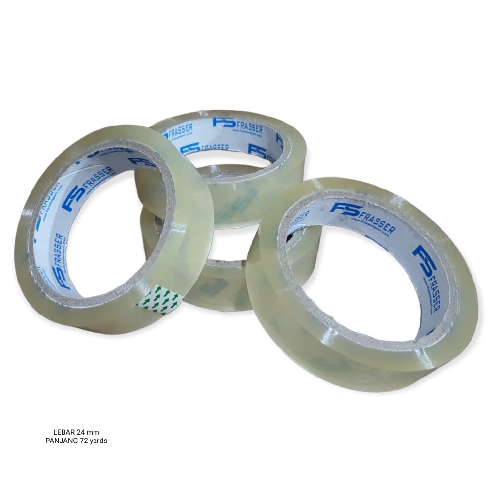 

lakban bening Frasser ukuran 24mm x 72 yards roll tape selotip