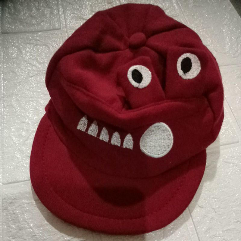 LYSASHOP - Topi Anak Bayi Lucu Motif Kucing/Topi Kupluk Bayi-Trendy Maroon