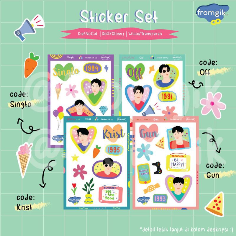 

Sticker GMM Boys set II (Off / Gun / Krist / Singto)