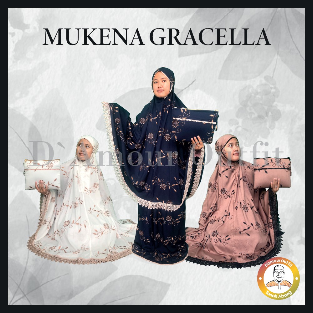 Mukena Travel, Mukena Travelling, Mukena Travelling Dewasa, Mukena Gracella Bordir Rayon Premium