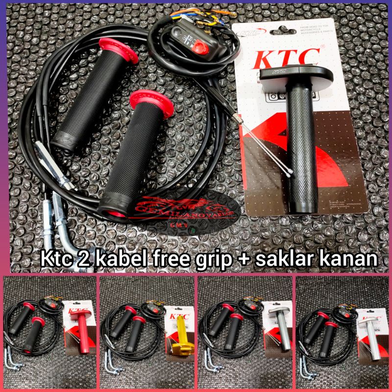 Gas Spontan 2 Kabel KTC Kytaco Free Grip + Saklar Kanan Domino, Gass Pontan Matic Ktc kytaco Origina