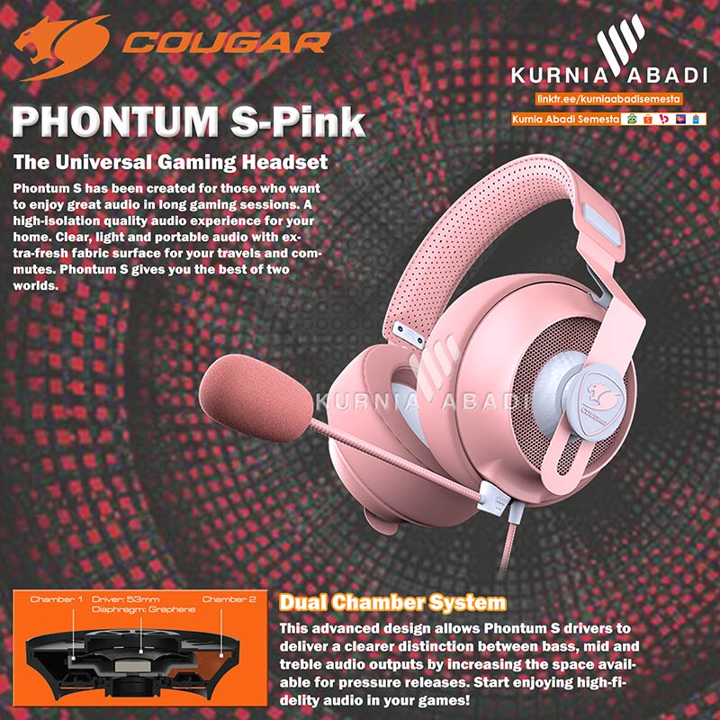 COUGAR GAMING HEADSET PHONTUM S / PHONTUM S PINK