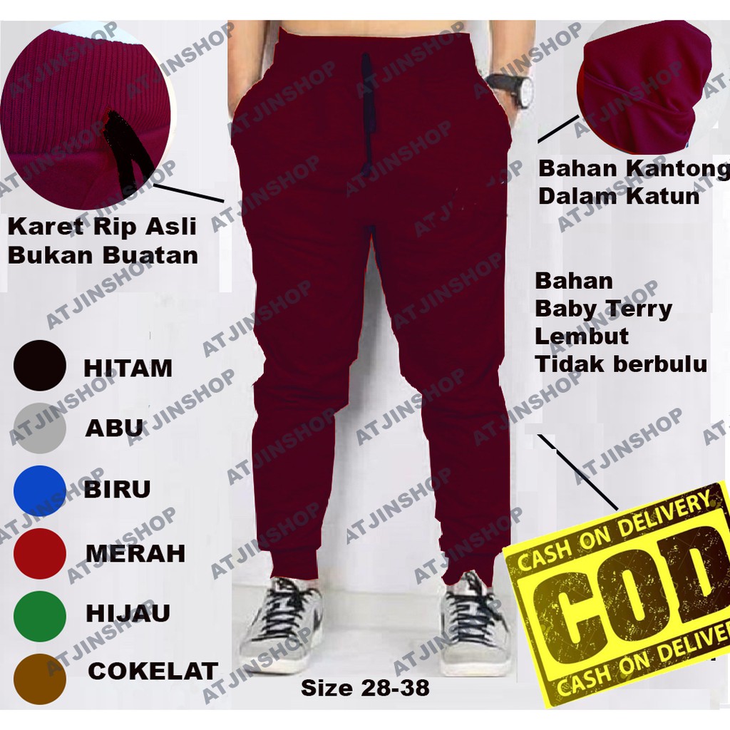 Atjin-Celana Panjang Joger Pria Termurah Training Olahraga Treining Trackpants Pria Bahan Baby Terry