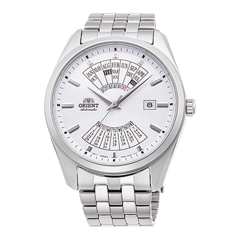 Jam Tangan Pria Orient Contemporary RA-BA0004S Multi Year Calendar Automatic Men White Dial Stainles