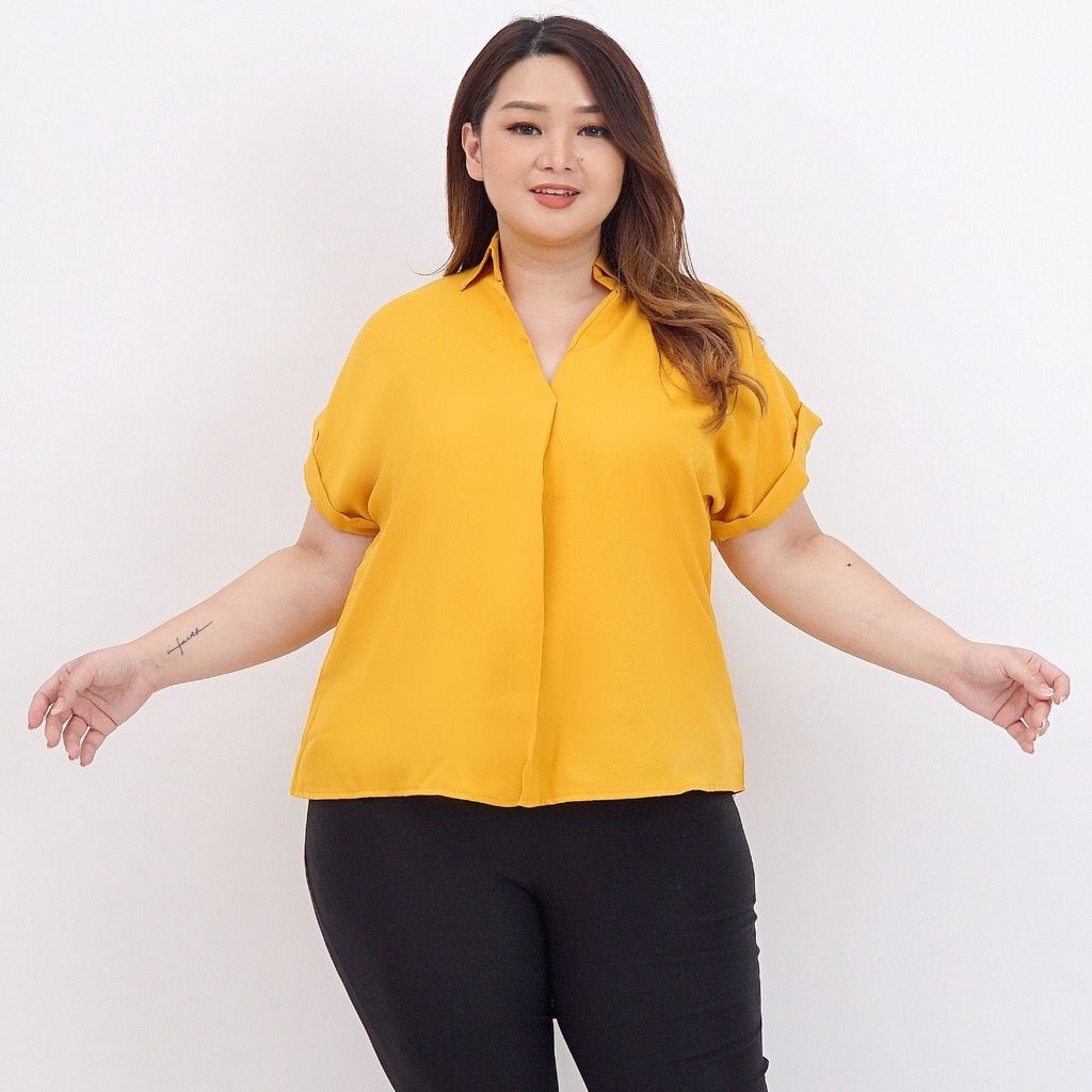 BEFAST - ZFS OOTD Wanita Blouse ANGITA / JEAN TWIST TOP / Blouse Wanita / Atasan Wanita Lengan Pendek / Blouse Leher V / Fashion Wanita Casual / Blouse Formal Polos