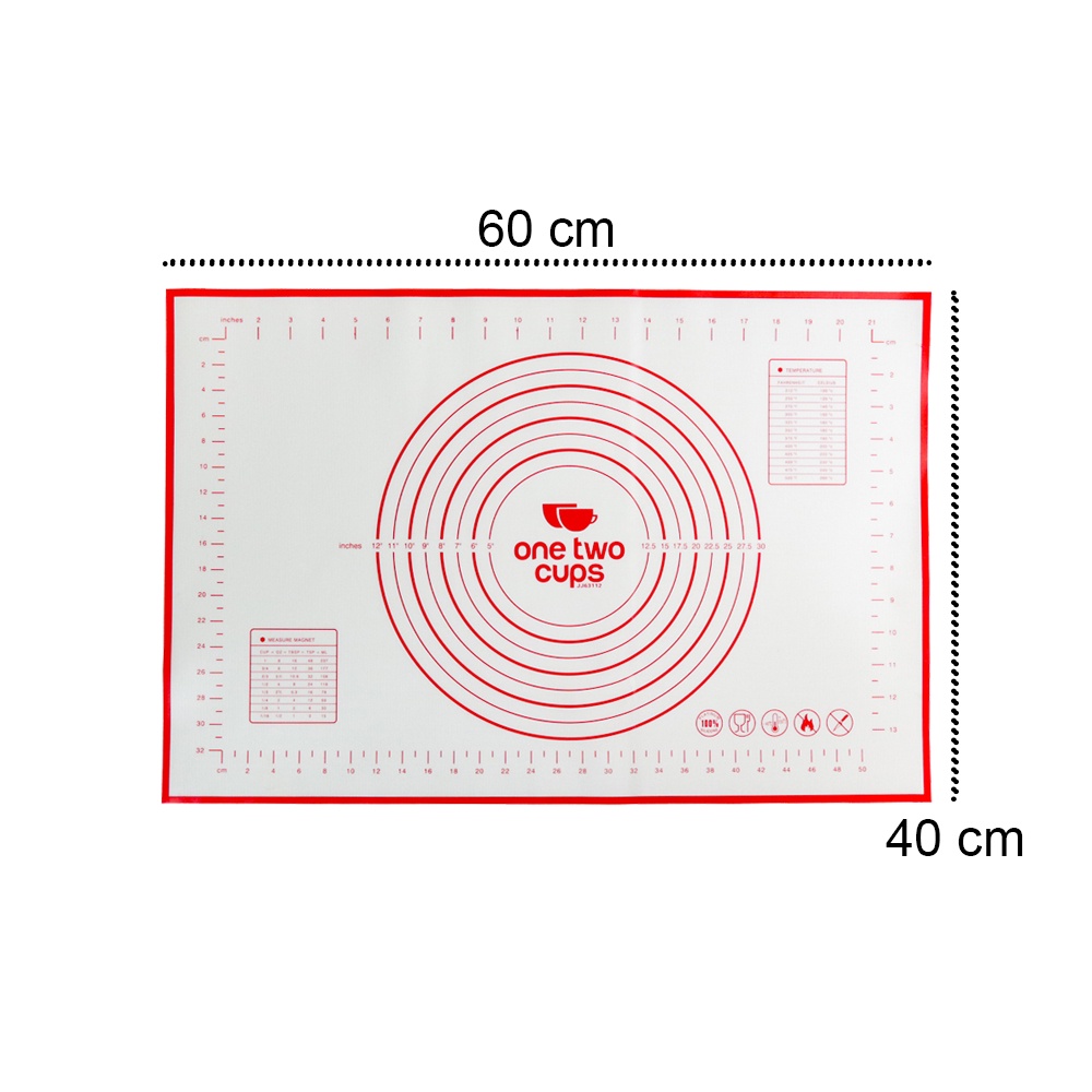 One Two Cups Alas Adonan Kue Pizza Martabak 40 x 60cm Silicone Mat - Red