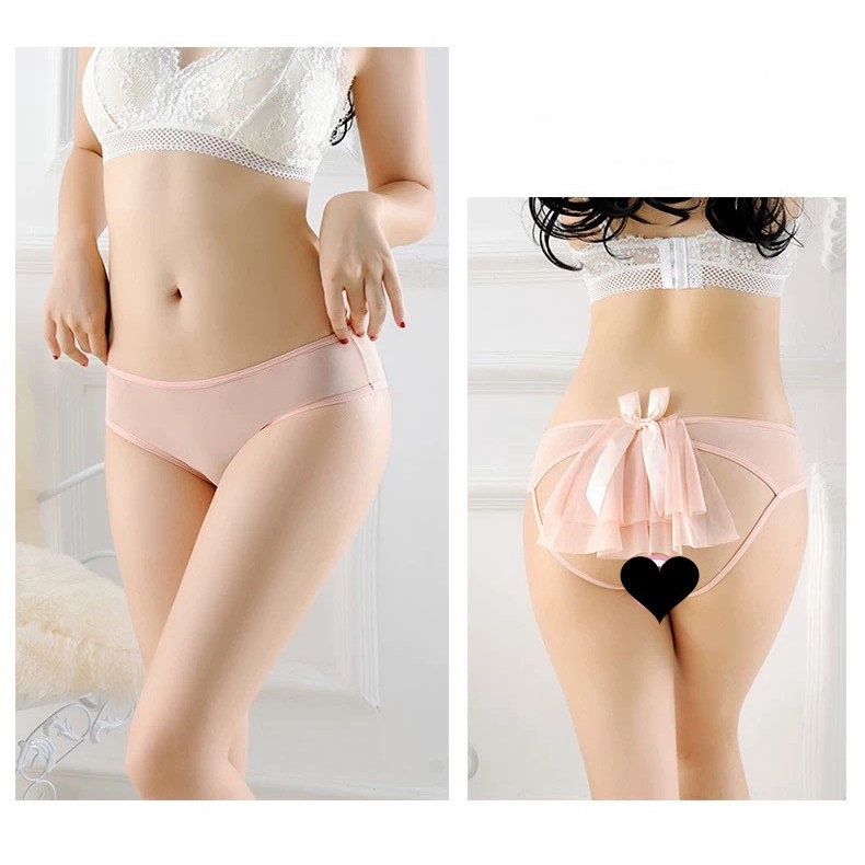 Celana Dalam Wanita Open Crotch Pengantin Romantis Low Waist G String Transparan Sexy Lingerie C022