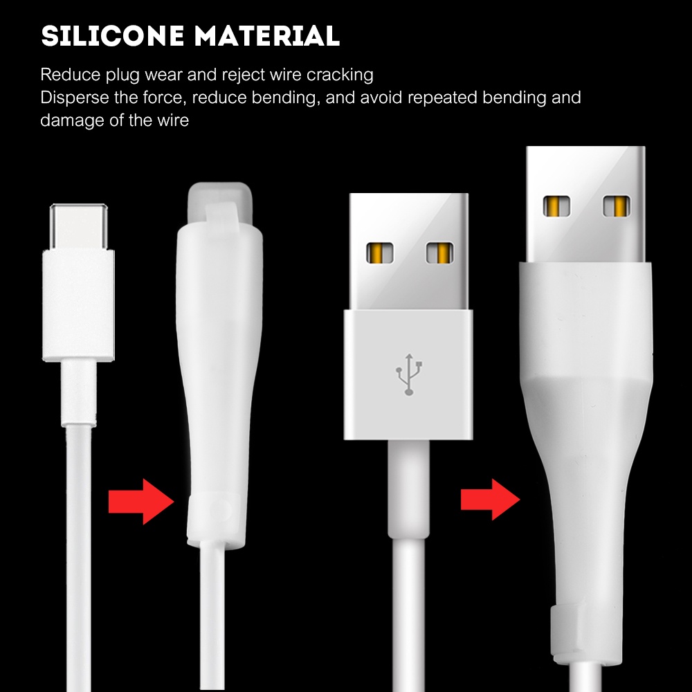 1 Set Cover Kabel Charger Usb Tipe C Bahan Silikon Anti Debu / Pecah Untuk Android