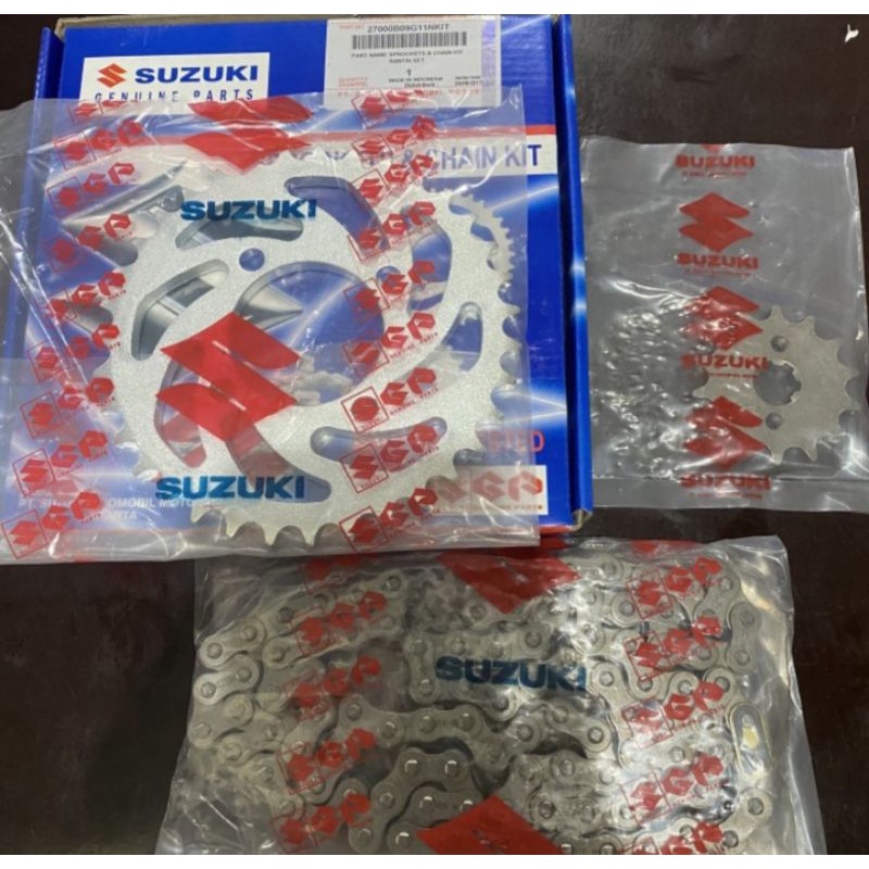 Gear Set Gir Paket Plus Rantai Roda Kit Suzuki Motor Smash Old Lama