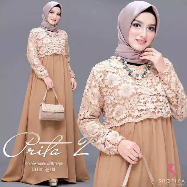 GAMIS BRUKAT TERBARU 2021MEWAH REMAJA UNTUK LEBARAN KEKINIAN LD 110 TERMURAH LAURA PARTY DRESS CAPE