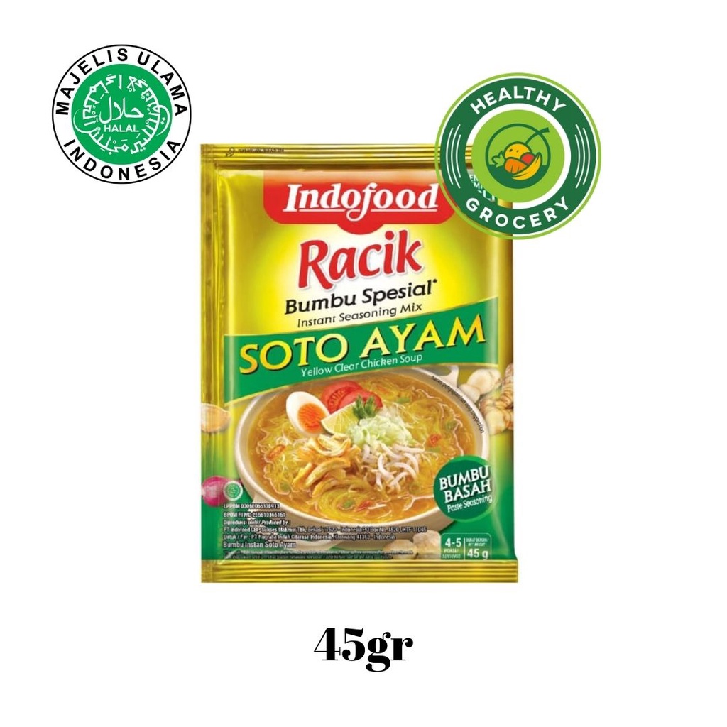 Indofood Bumbu Racik Instant 45gr / Soto ayam / Kare / Opor Ayam / Rawon