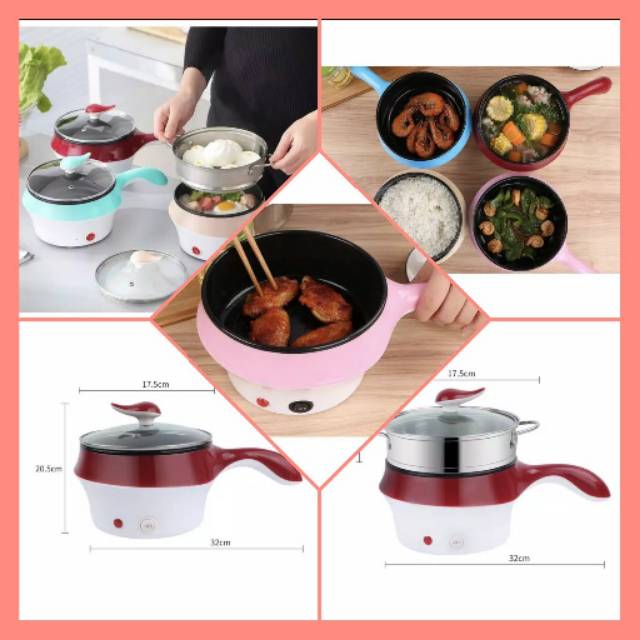 Fry Pan Electric multifungsi Lapisan Keramik