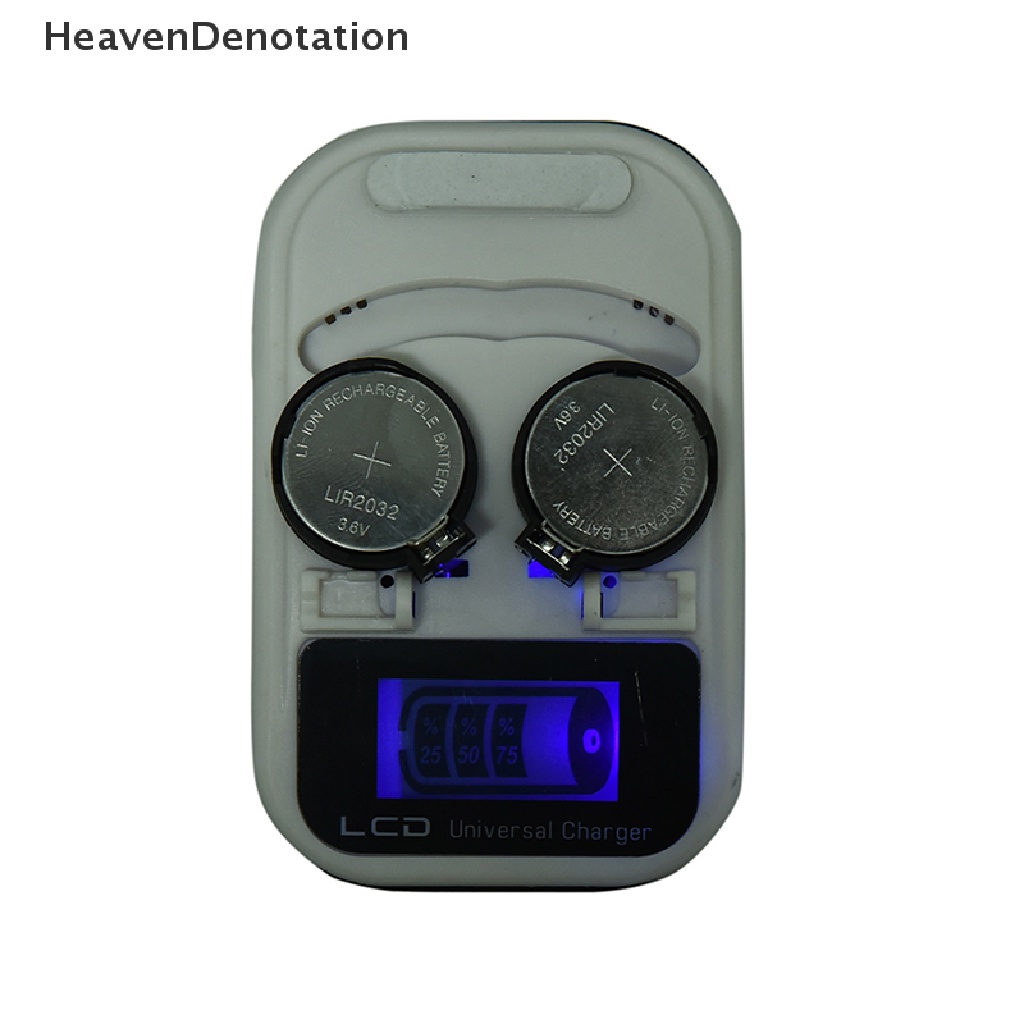 (Heavendenotation) Charger Baterai Lir2032 Lir2025 Lir2016 2 Slot Dengan Layar Lcd