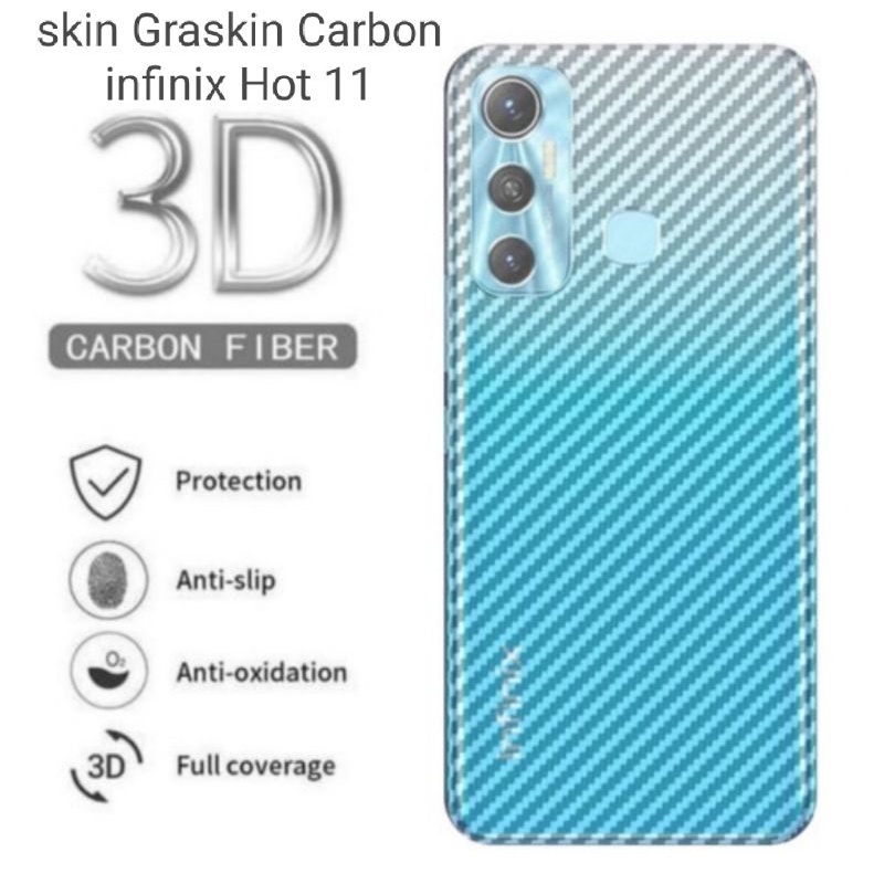 Skin Garskin Carbon infinix Hot 11 Anti Jamur Belakang Transparan