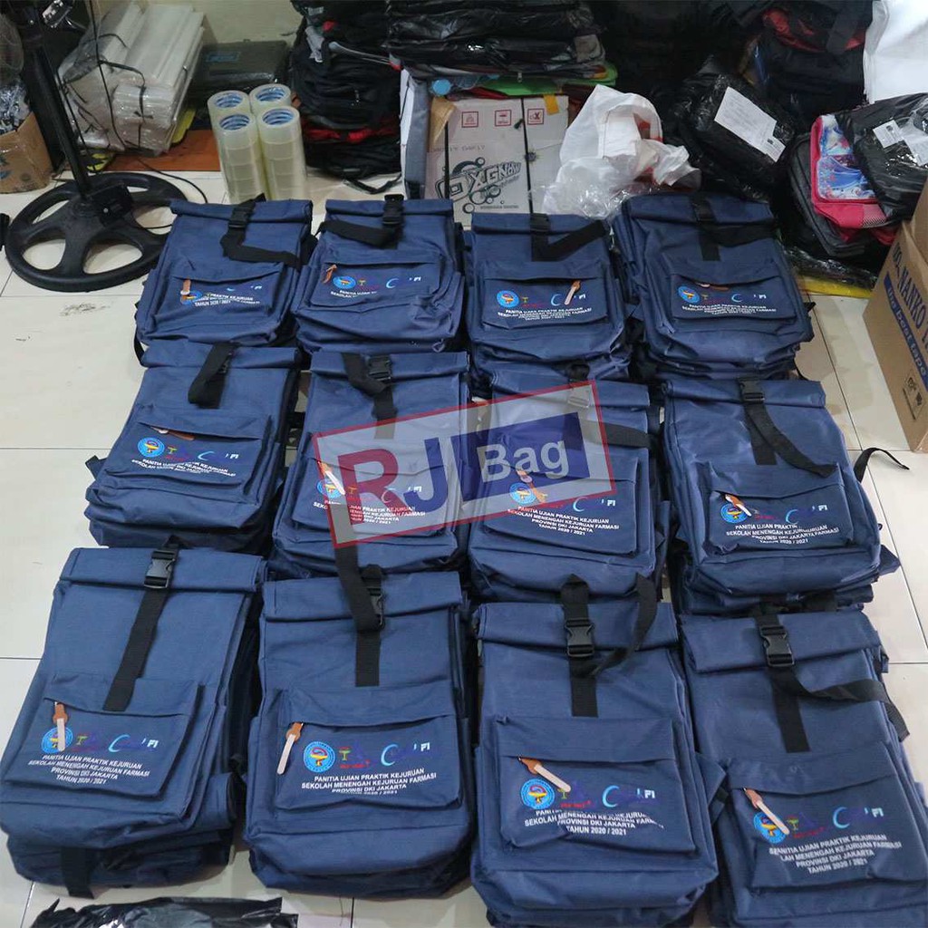 GROSIR CUSTOM Sablon SMK Farmasi Provinsi DKI Jakarta Tas Ransel Cowok Cewek Murah Multifungsi