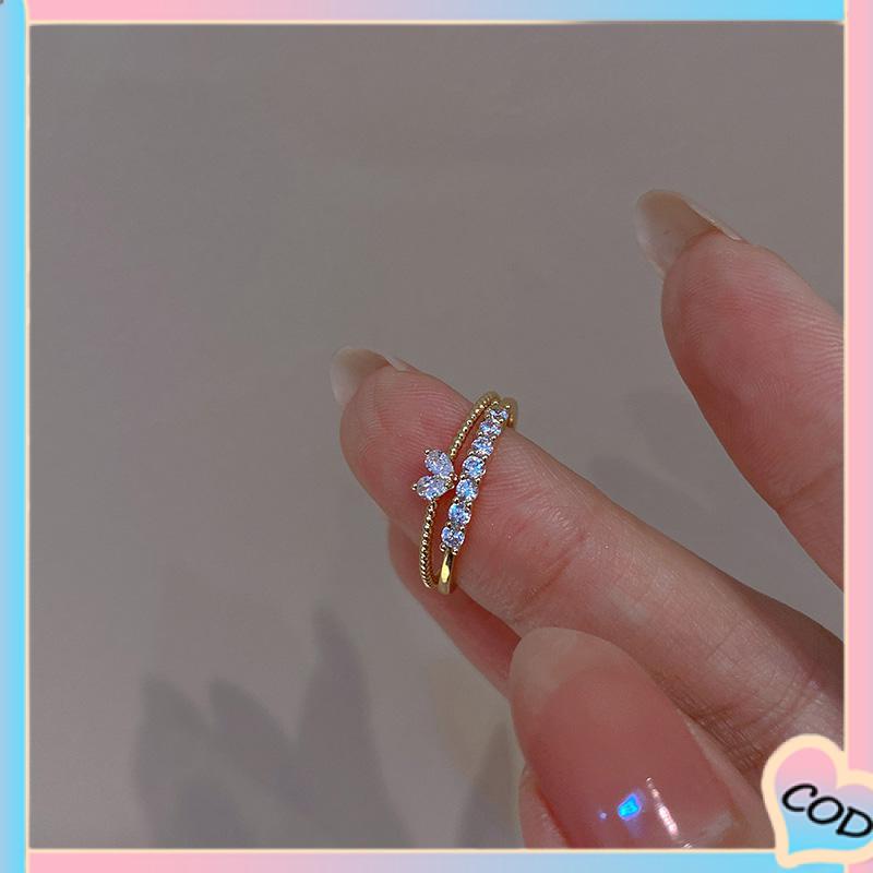 COD❤️ Cincin Jari Telunjuk Cinta Indah Ringan Mewah Kecil Indah untuk Anak Perempuan-A.one