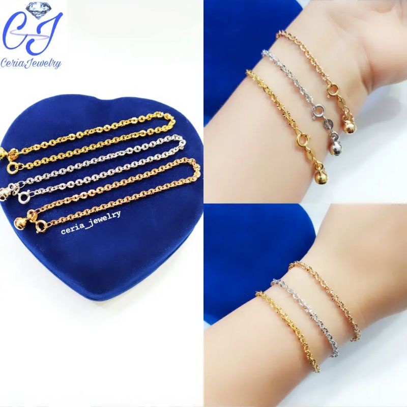 Gelang Perak Asli Silver 925 Lapis Emas Model NoriUkir+Krincing 1