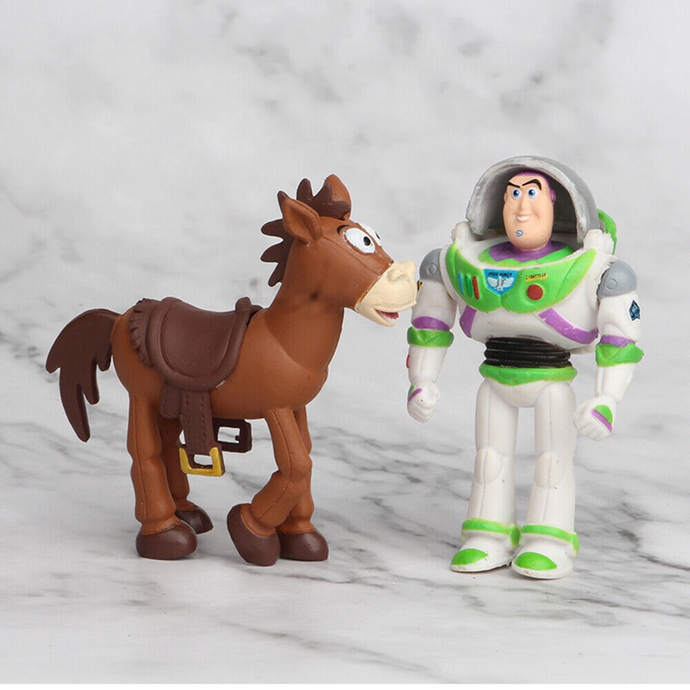 7pcs Mainan Action Figure Toy Story 4 Buzz Lightyear Jessie Bullseye Horse Rex Forky Untuk Dekorasi Kue