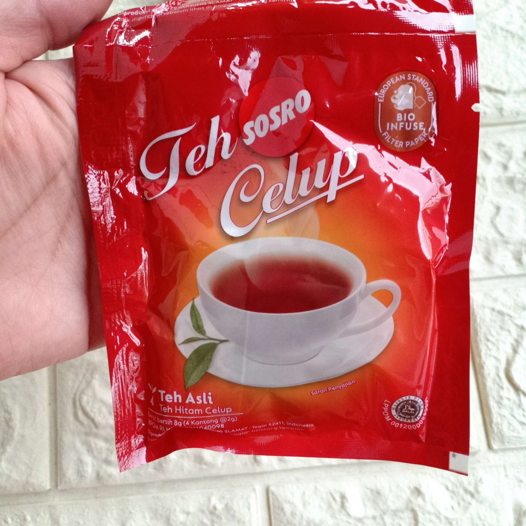 Sosro Teh Celup Sachet 8gr Teh Hitam Asli Black Tea isi 4 Kantong Bag Minuman 8g 8gram 8 gr g gram