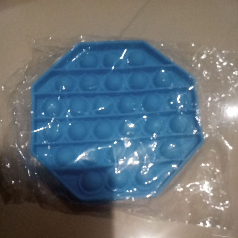 New fidget push Pop Its Round Toy Push bubble stress kids pop it murah popit mainan anak rainbow-Octagon Biru