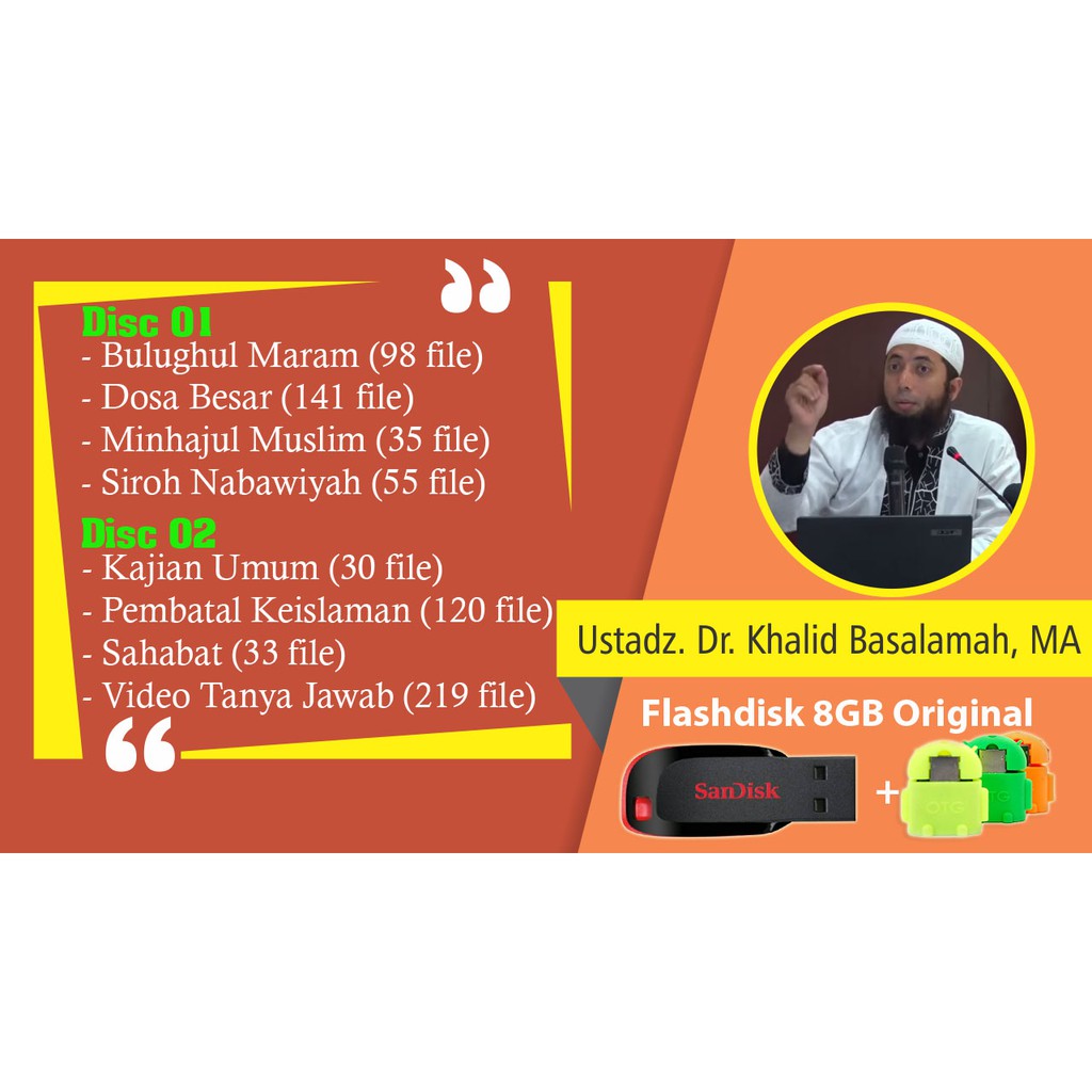 Flashdisk Kumpulan Mp3 Kajian Ustadz Khalid Basalamah Shopee Indonesia