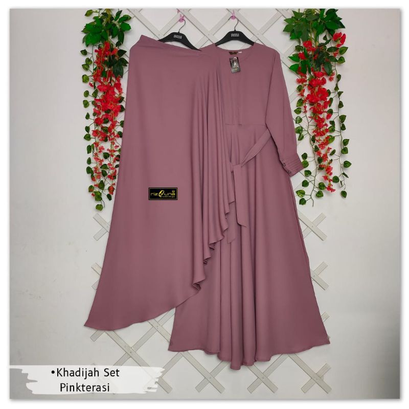 GAMIS Set Khadijah pink trasi  >> L XL XXL by Rizquna Gamis