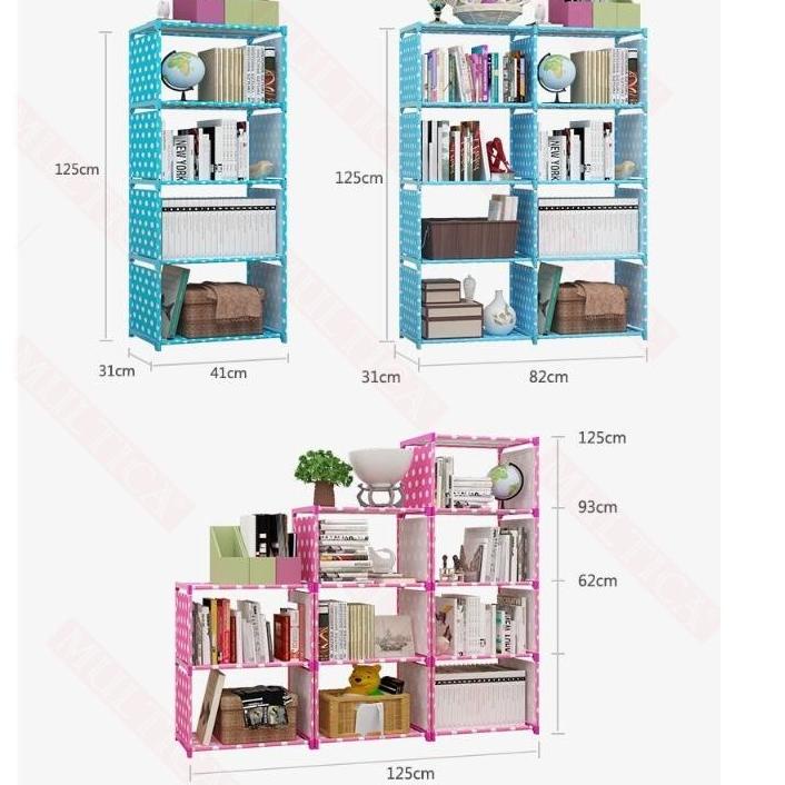 Stock Terbatas Rak Buku 5 Tingkat 4 Susun Serbaguna Lemari Portable Multifungsi Kamar