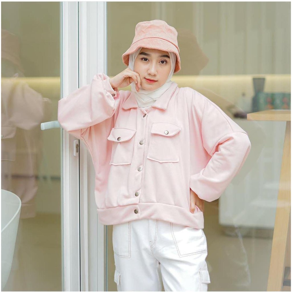 Jaket Semi Parka Termurah Wanita Korean Style Bahan Flacee