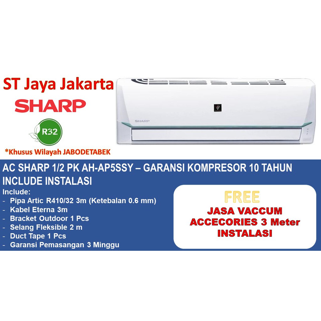 Pasang Ac Sharp Plasmacluster 1 2pk 1 2 Pk 05pk Ah Ap5ssy Shopee Indonesia 