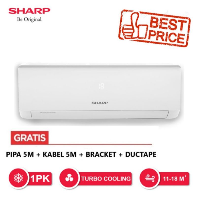 AC SHARP LOW WATT 1PK AH-A9VEY + PEMASANGAN & AKSESORIS