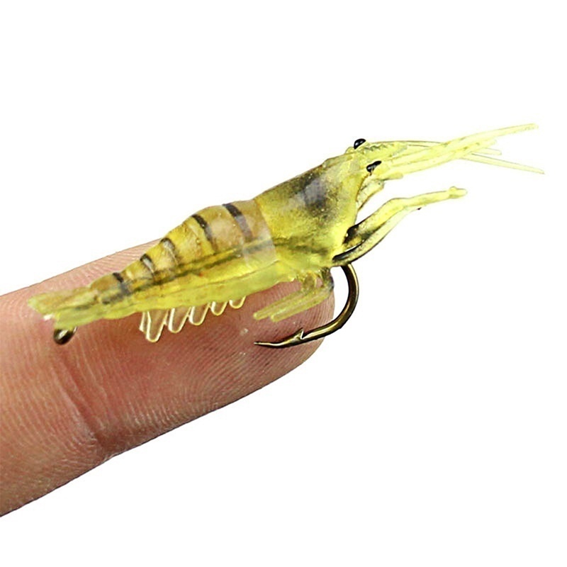 1 Pc Umpan Pancing Soft Bait Bentuk Udang Bahan Silikon Ukuran 4cm