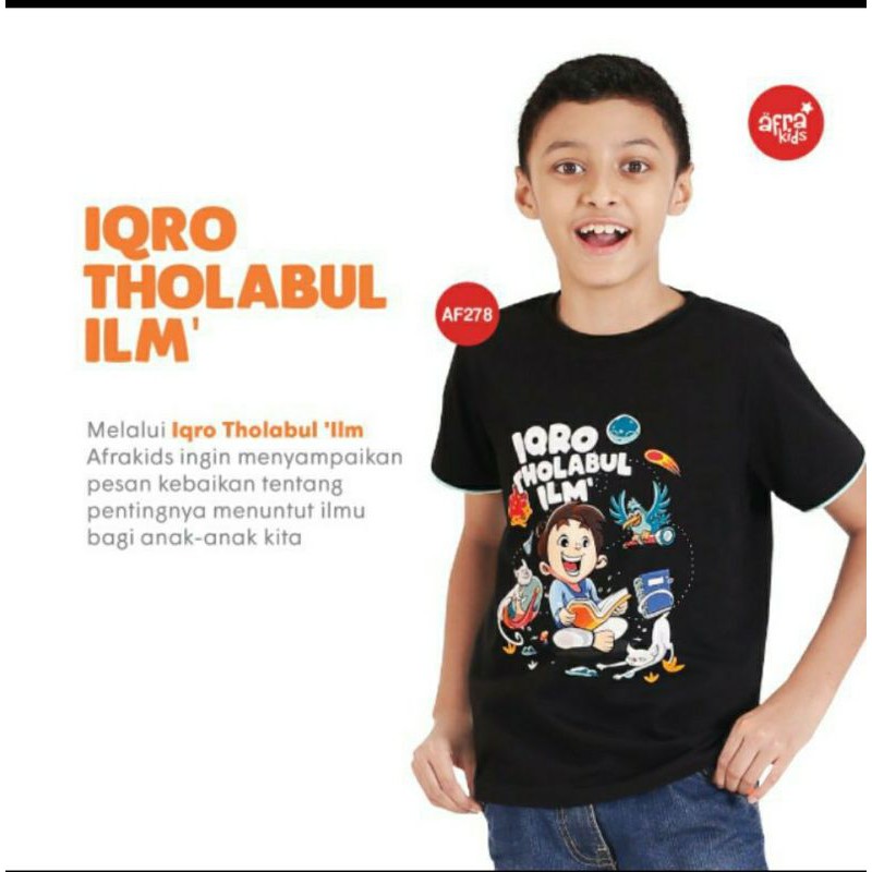Kaos Anak Afrakids AF278 &quot;Iqro Tholabul Ilm'&quot; Lengan Pendek