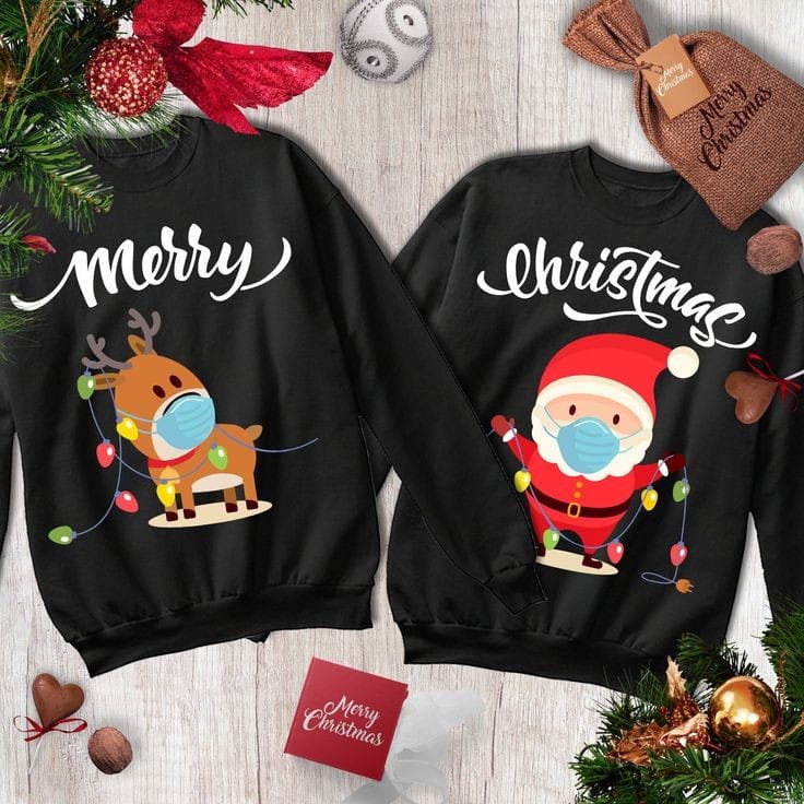 MYSTIQUE.ID-HOODIE NATAL COUPLE MERRY CHRISTMAS T-SHIRT LUCU DAN AESTHETIC