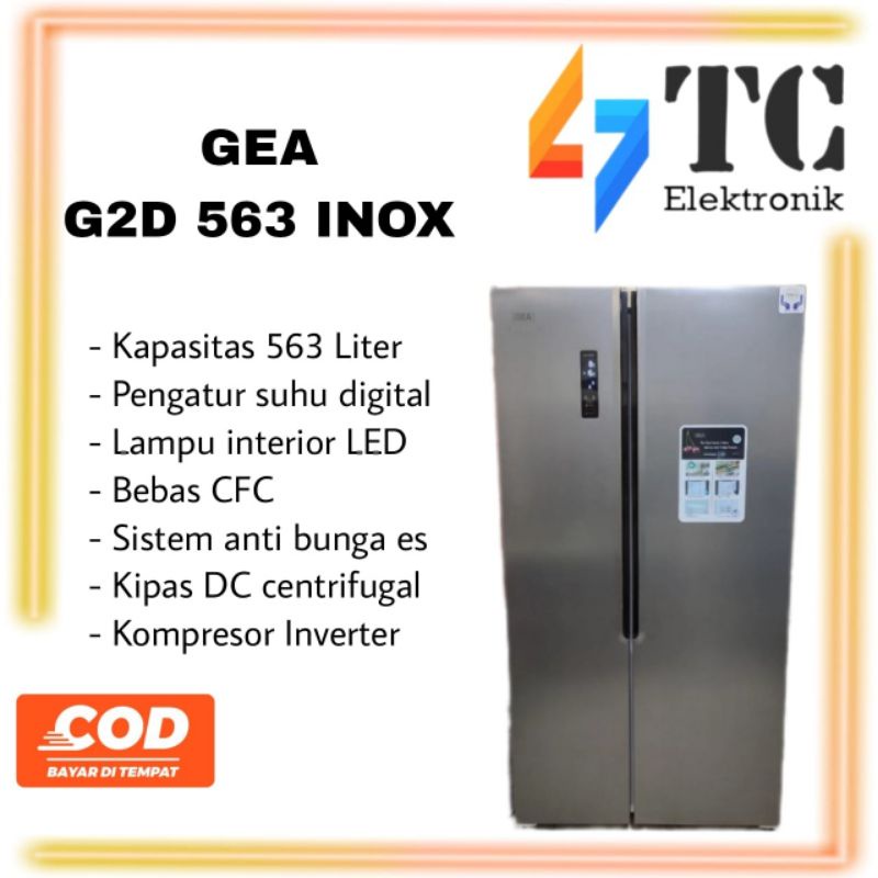 Kulkas Gea Side By Side G2D 563 INOX - 563 Liter
