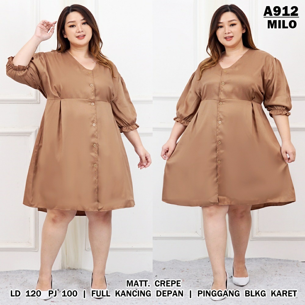 WSE390 - Dress Olin BIG SIZE Mosscrepe UK XXXL LD 120 CM PJ 100 CM Dress Wanita Jumbo 3XL PREMIUM QUALITY