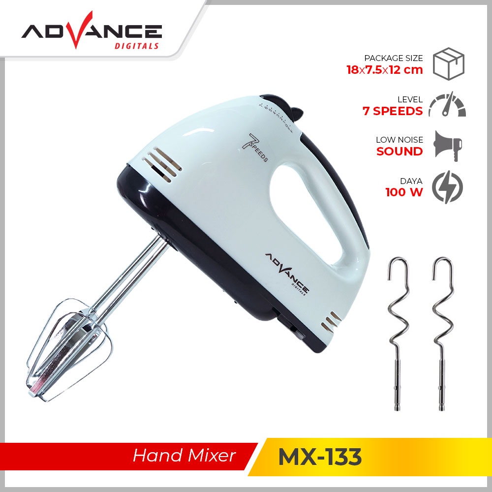 Advance Digitals Hand Mixer MX-133 Alat Pengaduk dengan 7 Kecepatan Otomatis Garansi Resmi Advance