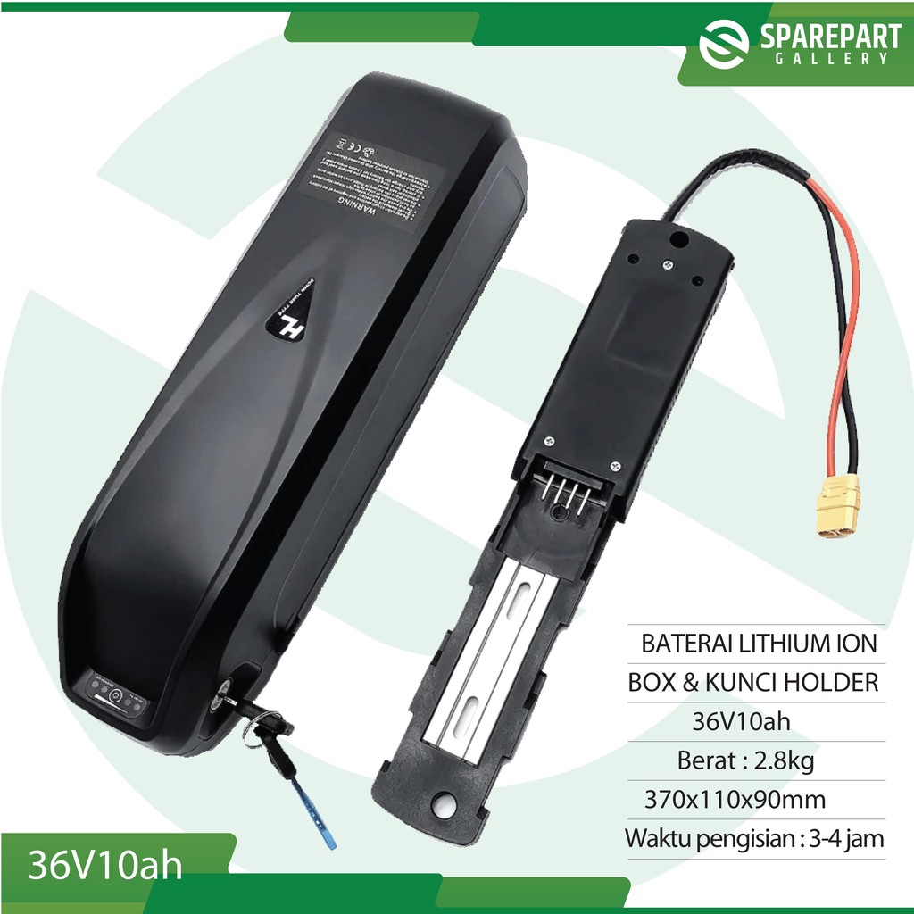 Aki Baterai Lithium Ion 36v10Ah dan charger sepeda listrik