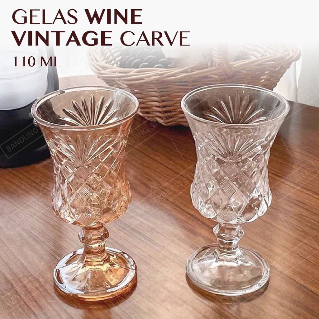 Gelas Kopi Wine 110ml Cangkir Kaca Cafe Teh Susu Cawan Anggur Coffee Tea Glass Vintage Victoria